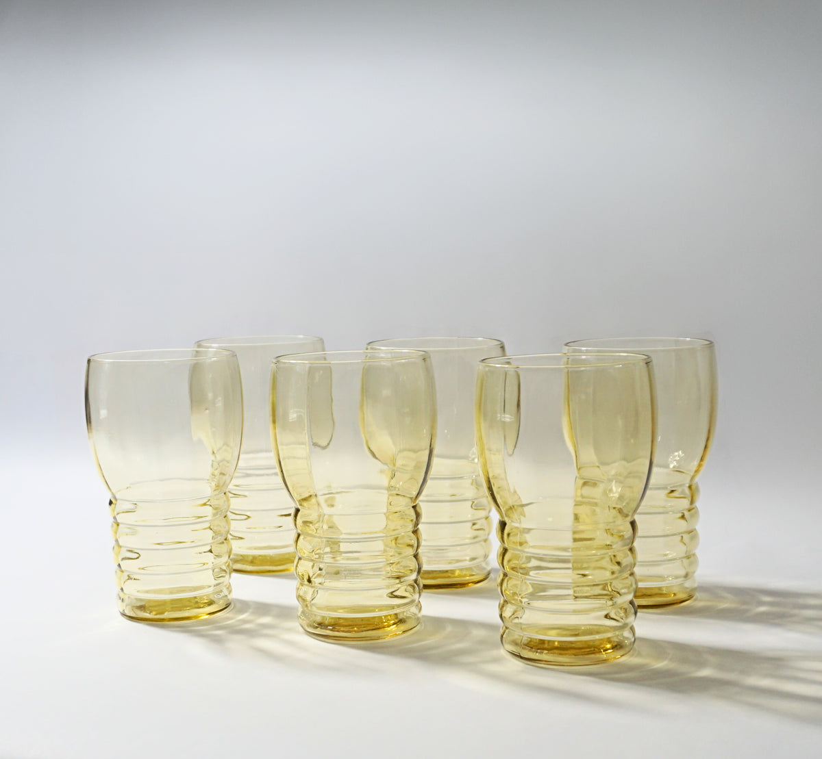 Federal Glass Tudor Ring Yellow Depression Glass - Set of 6 (LARGE)