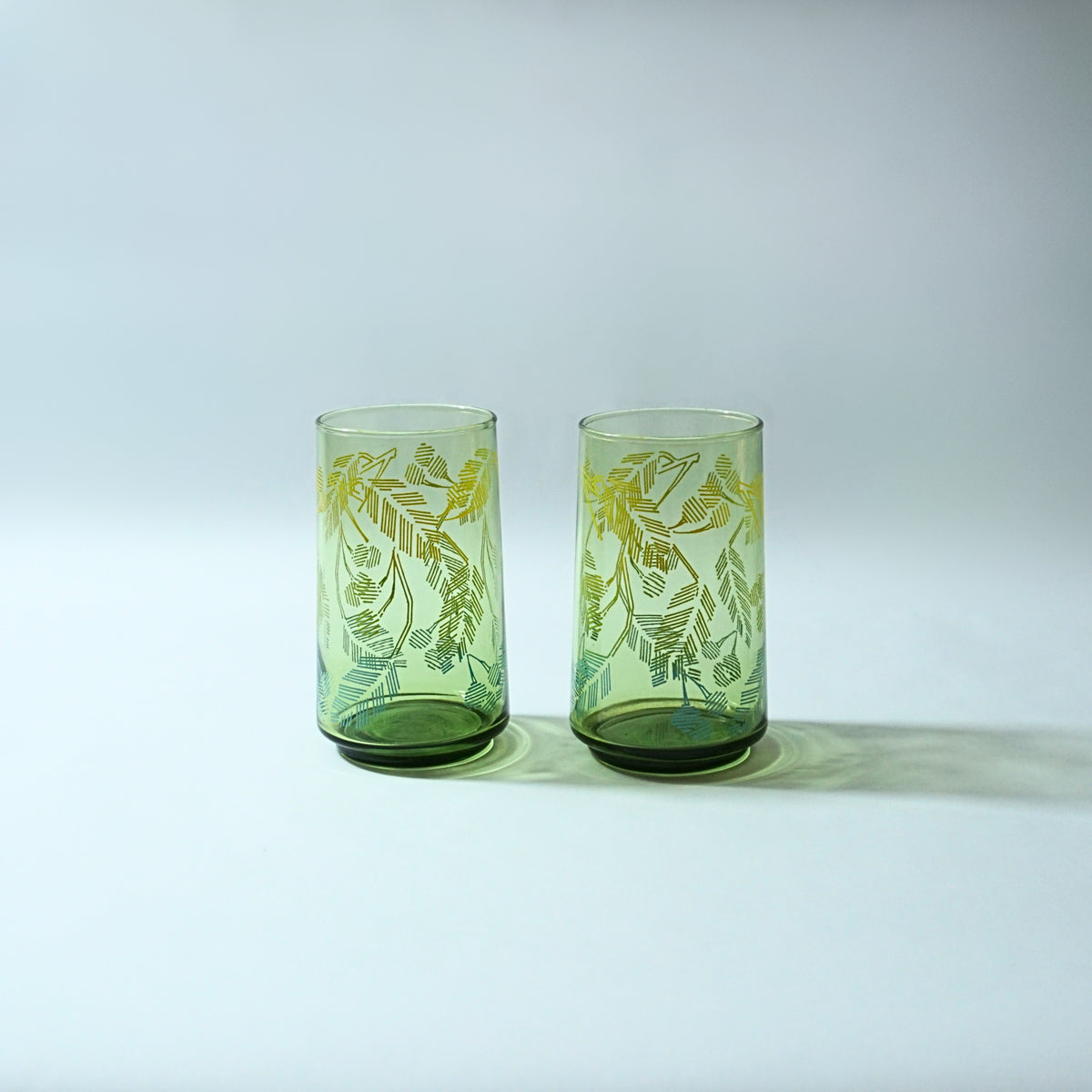 Libbey Green Foliage Glasses - Set of 2