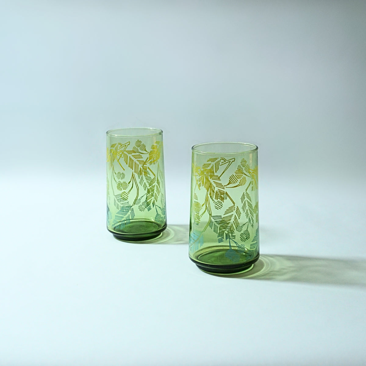 Libbey Green Foliage Glasses - Set of 2