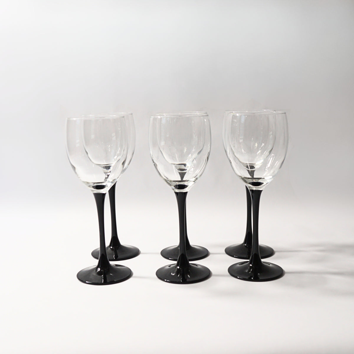 Luminarc Black Stem Wine Glasses - Set of 6